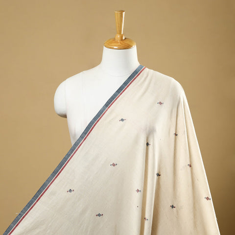 Beige Handspun Handloom Natural Dyed Cotton Kora Jamdani Fabric