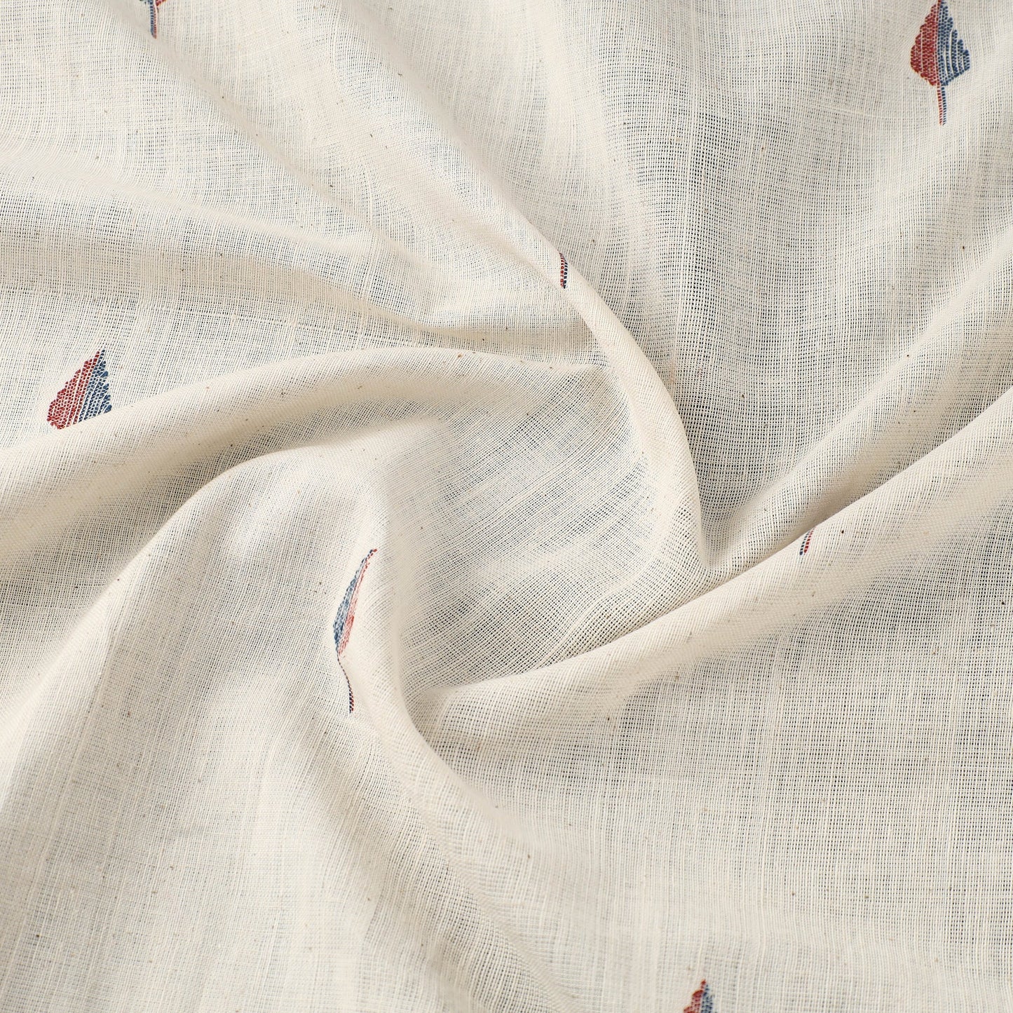 Beige Handspun Handloom Natural Dyed Cotton Kora Jamdani Fabric