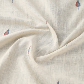 Beige Handspun Handloom Natural Dyed Cotton Kora Jamdani Fabric