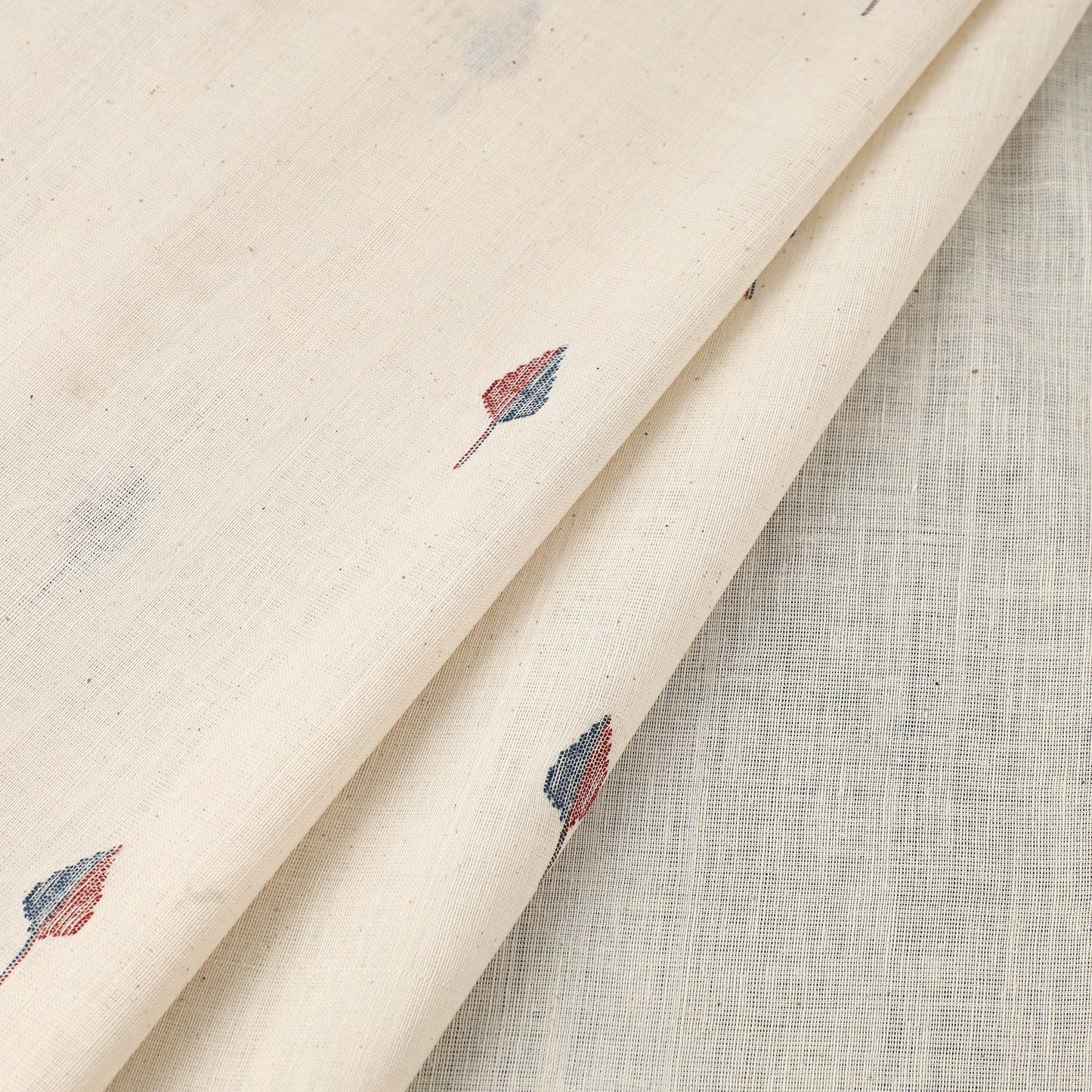 Beige Handspun Handloom Natural Dyed Cotton Kora Jamdani Fabric