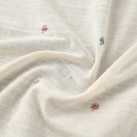 Beige Handspun Handloom Natural Dyed Cotton Kora Jamdani Fabric