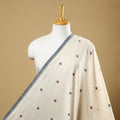 Beige Handspun Handloom Natural Dyed Cotton Kora Jamdani Fabric