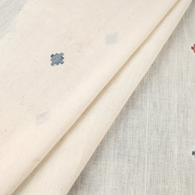 Beige Handspun Handloom Natural Dyed Cotton Kora Jamdani Fabric