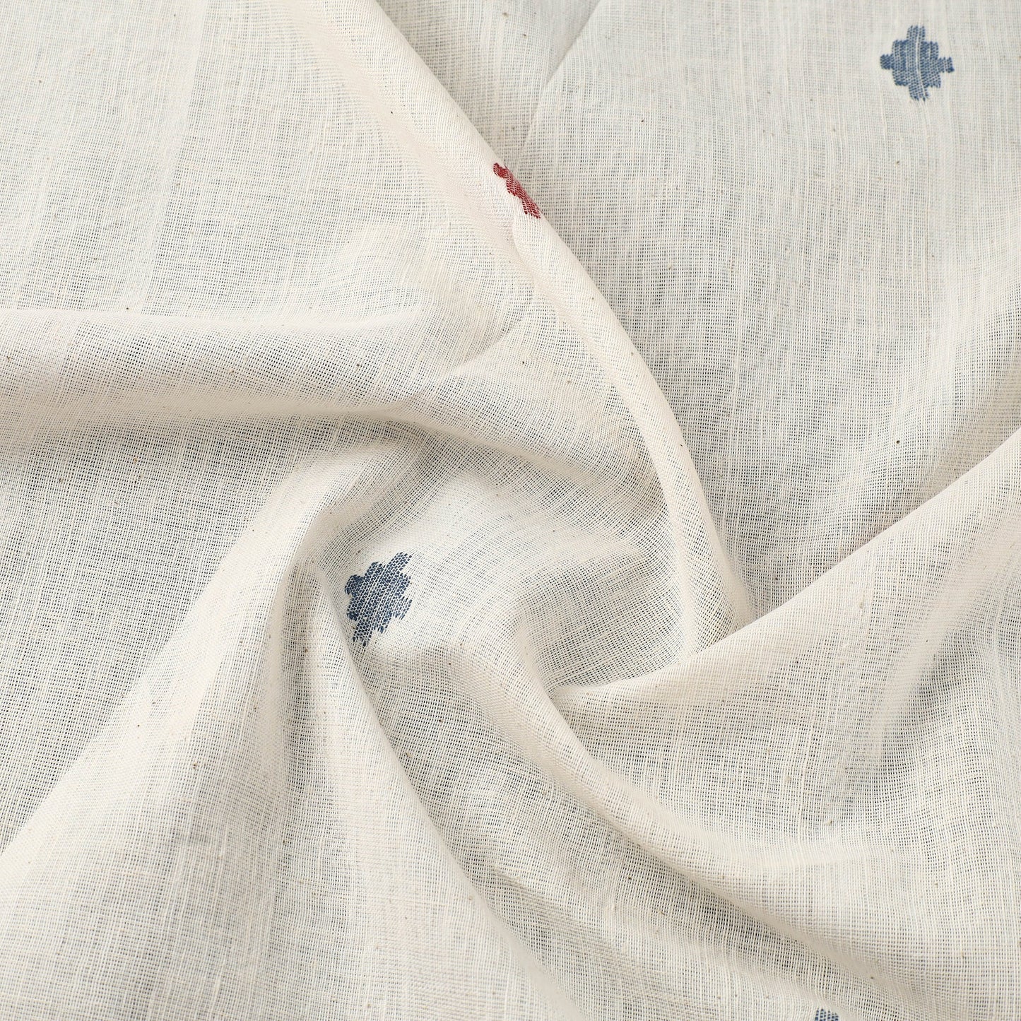 Beige Handspun Handloom Natural Dyed Cotton Kora Jamdani Fabric