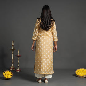  Beige Handwoven Cutwork Cotton Banarasi Kurta Online