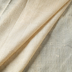 Beige - handwoven pure tussar silk kantha work fabric 03