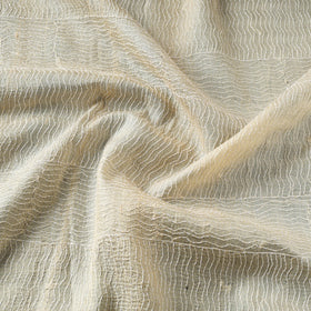 Beige - handwoven pure tussar silk kantha work fabric 03