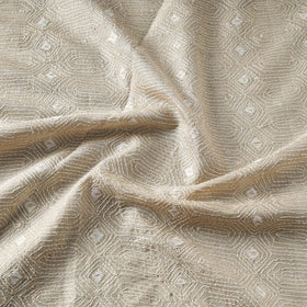 Beige - handwoven pure tussar silk kantha work fabric 05