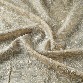 Beige - handwoven pure tussar silk kantha work fabric 06