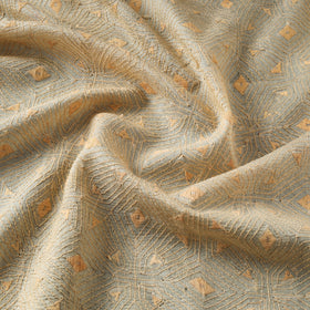 Beige - handwoven pure tussar silk kantha work fabric 07