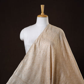 Beige - handwoven pure tussar silk kantha work fabric 12