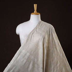 Beige - handwoven pure tussar silk kantha work fabric 13