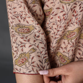 Beige Handwoven Wool Pedana Kalamkari Print Kurta For Women