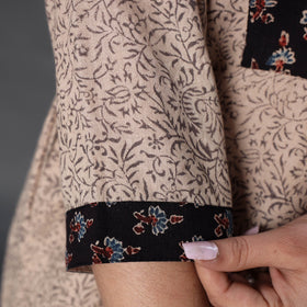 Beige Handwoven Wool Pedana Kalamkari Print Kurta For Women