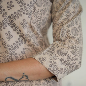 Beige Handwoven Wool Pedana Kalamkari Print Kurta For Women