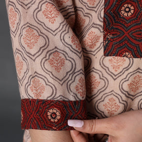 Beige Handwoven Wool Pedana Kalamkari Print Kurta For Women
