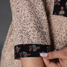 Beige Handwoven Wool Pedana Kalamkari Print Kurta For Women