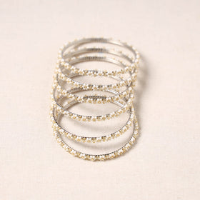  Hapur Flower Beadwork Bangles by Aagaz (Set of 6) 