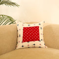 Buy Beige Ikat Cotton with Bandhani Modal Silk Cushion Cover