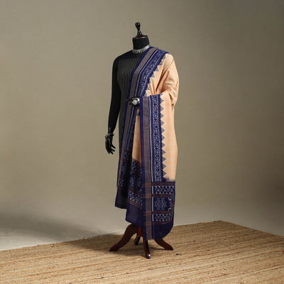 Beige - ikat handloom cotton sambalpuri dupatta 05