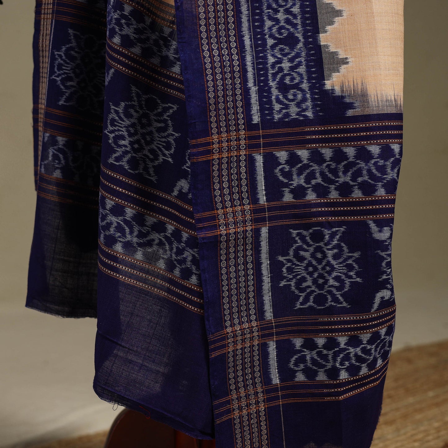 Beige - ikat handloom cotton sambalpuri dupatta 05
