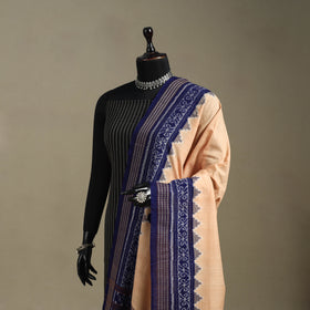 Beige - ikat handloom cotton sambalpuri dupatta 05