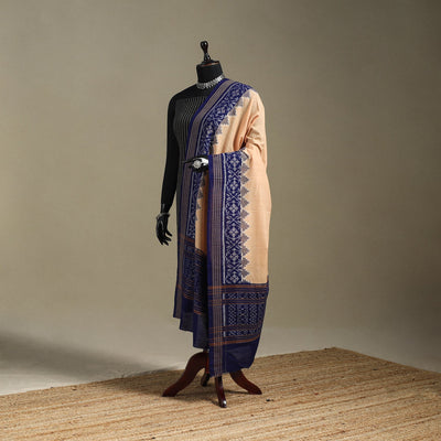 Beige - ikat handloom cotton sambalpuri dupatta 07
