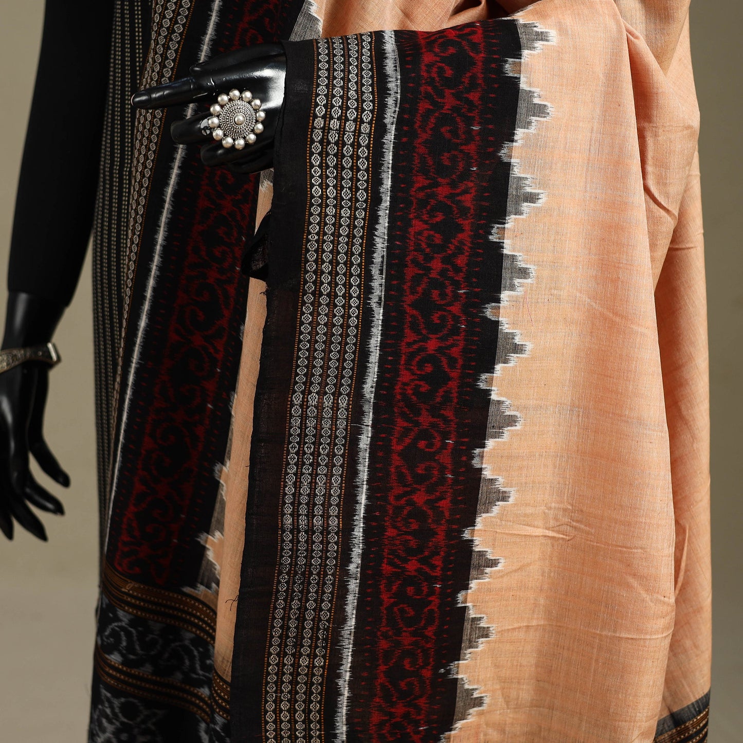 Beige - ikat handloom cotton sambalpuri dupatta 09