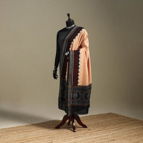 Beige - ikat handloom cotton sambalpuri dupatta 09
