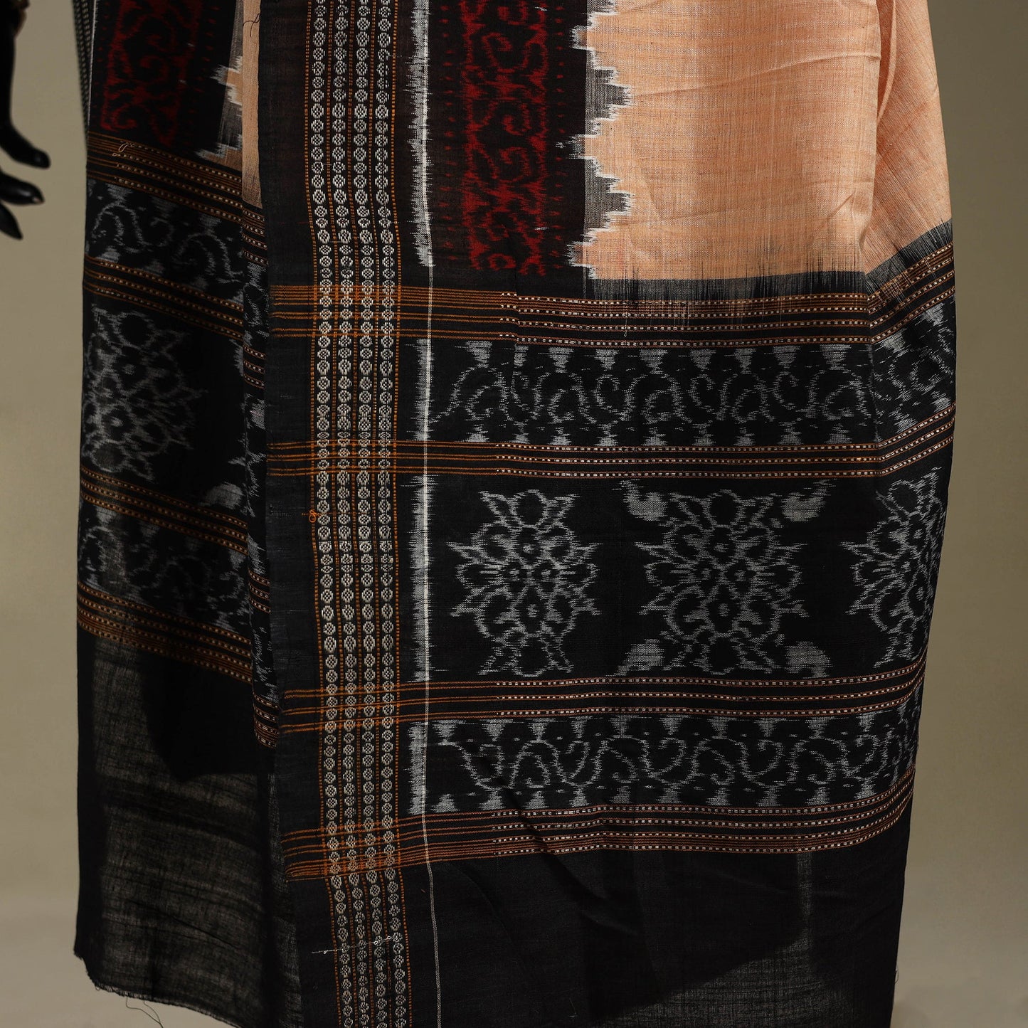 Beige - ikat handloom cotton sambalpuri dupatta 09