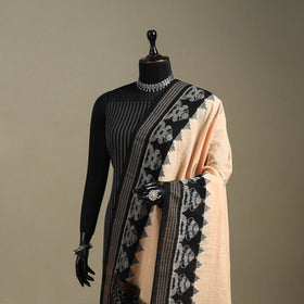 Beige - ikat handloom cotton sambalpuri dupatta 12