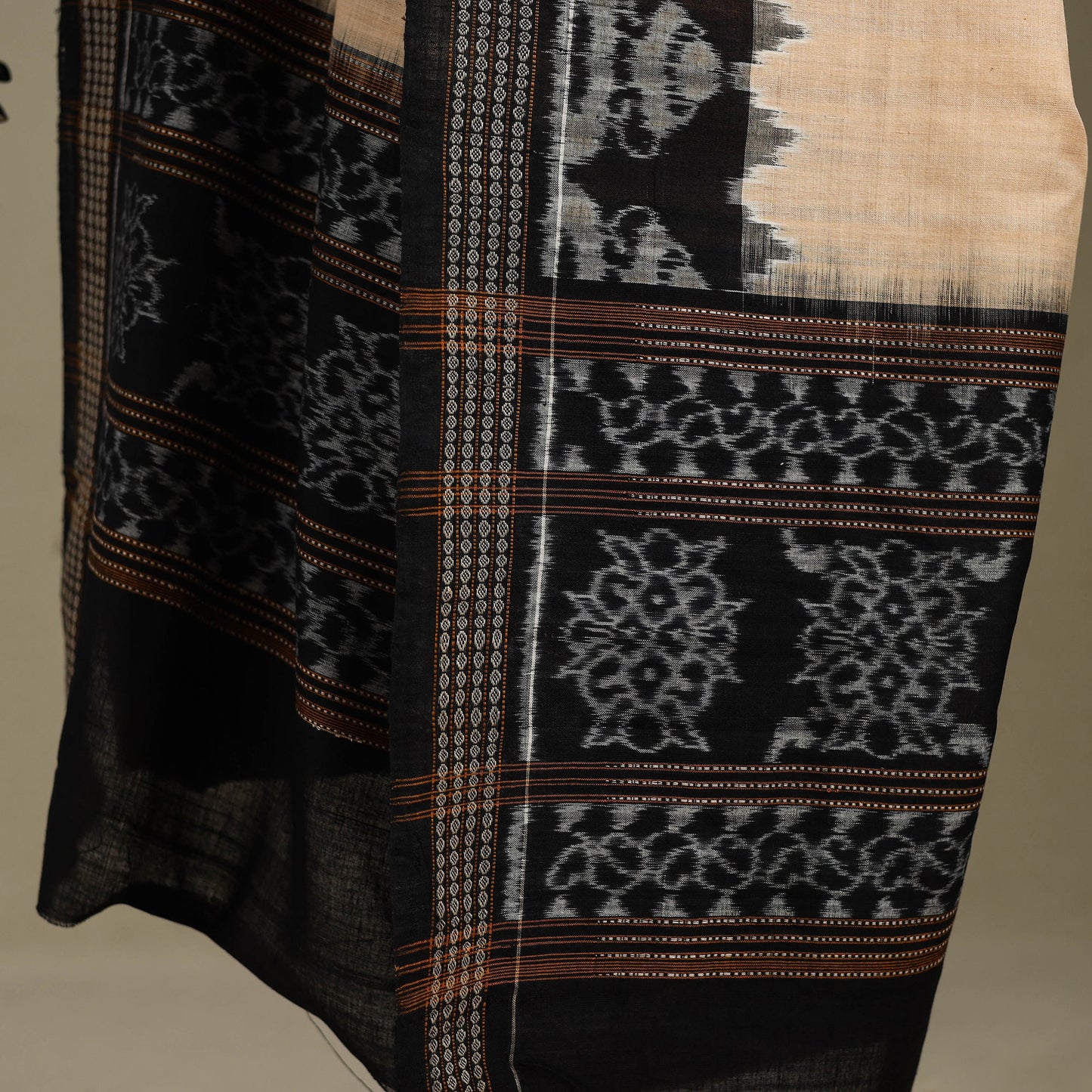 Beige - ikat handloom cotton sambalpuri dupatta 12