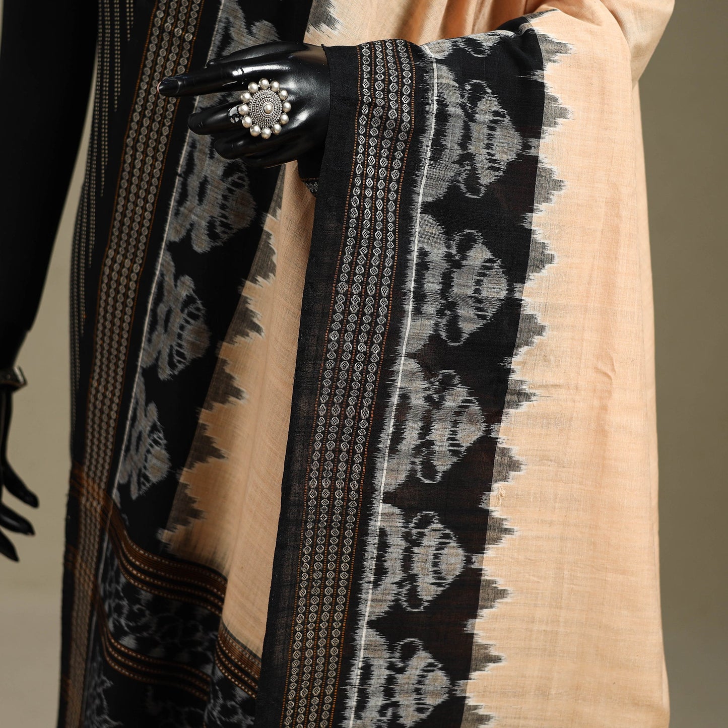 Beige - ikat handloom cotton sambalpuri dupatta 12
