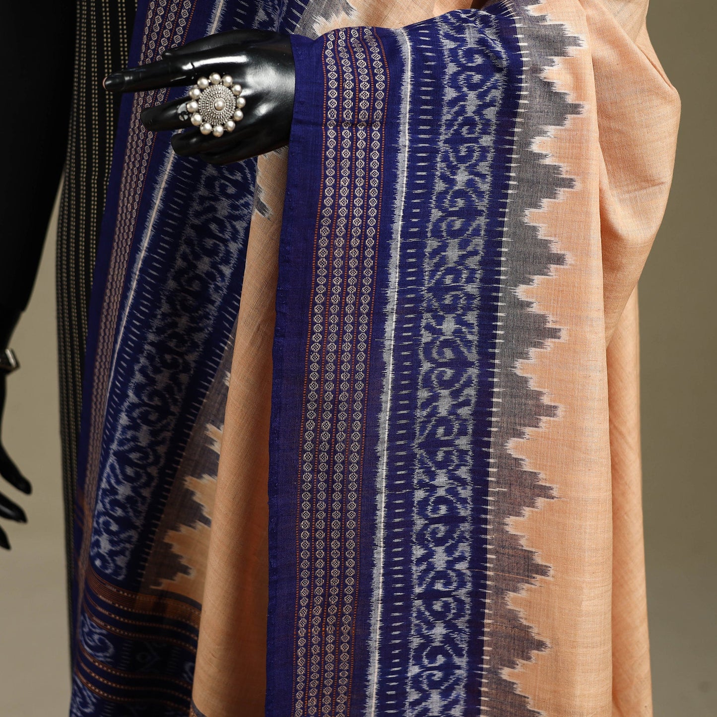Beige - ikat handloom cotton sambalpuri dupatta 13