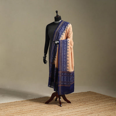 Beige - ikat handloom cotton sambalpuri dupatta 13
