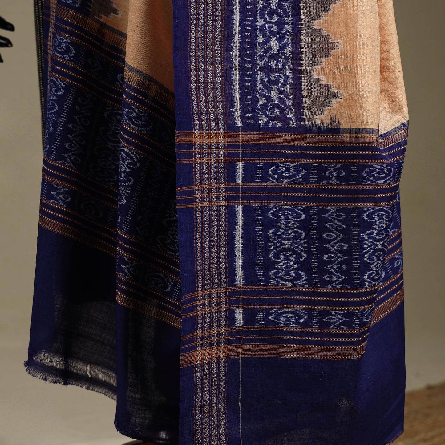 Beige - ikat handloom cotton sambalpuri dupatta 13