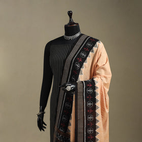 Beige - ikat handloom cotton sambalpuri dupatta 14