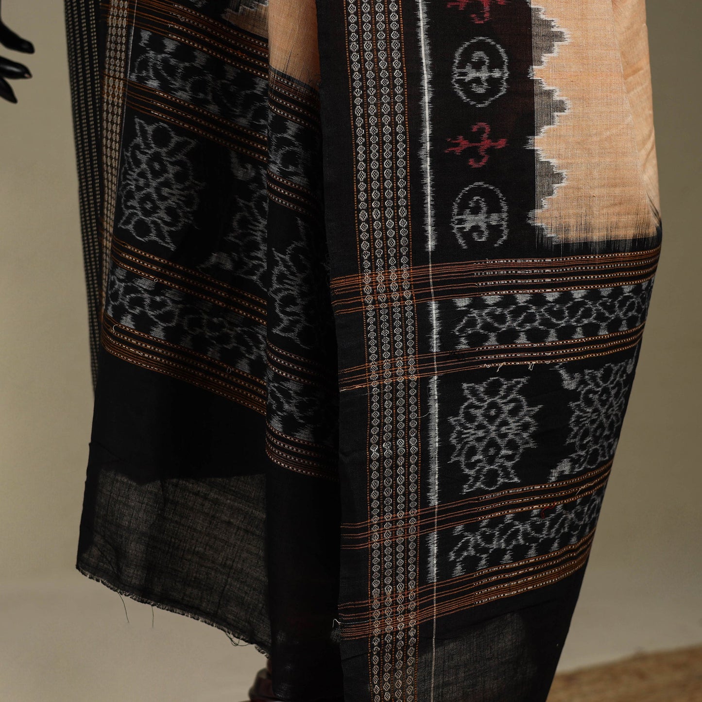 Beige - ikat handloom cotton sambalpuri dupatta 14