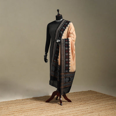 Beige - ikat handloom cotton sambalpuri dupatta 14