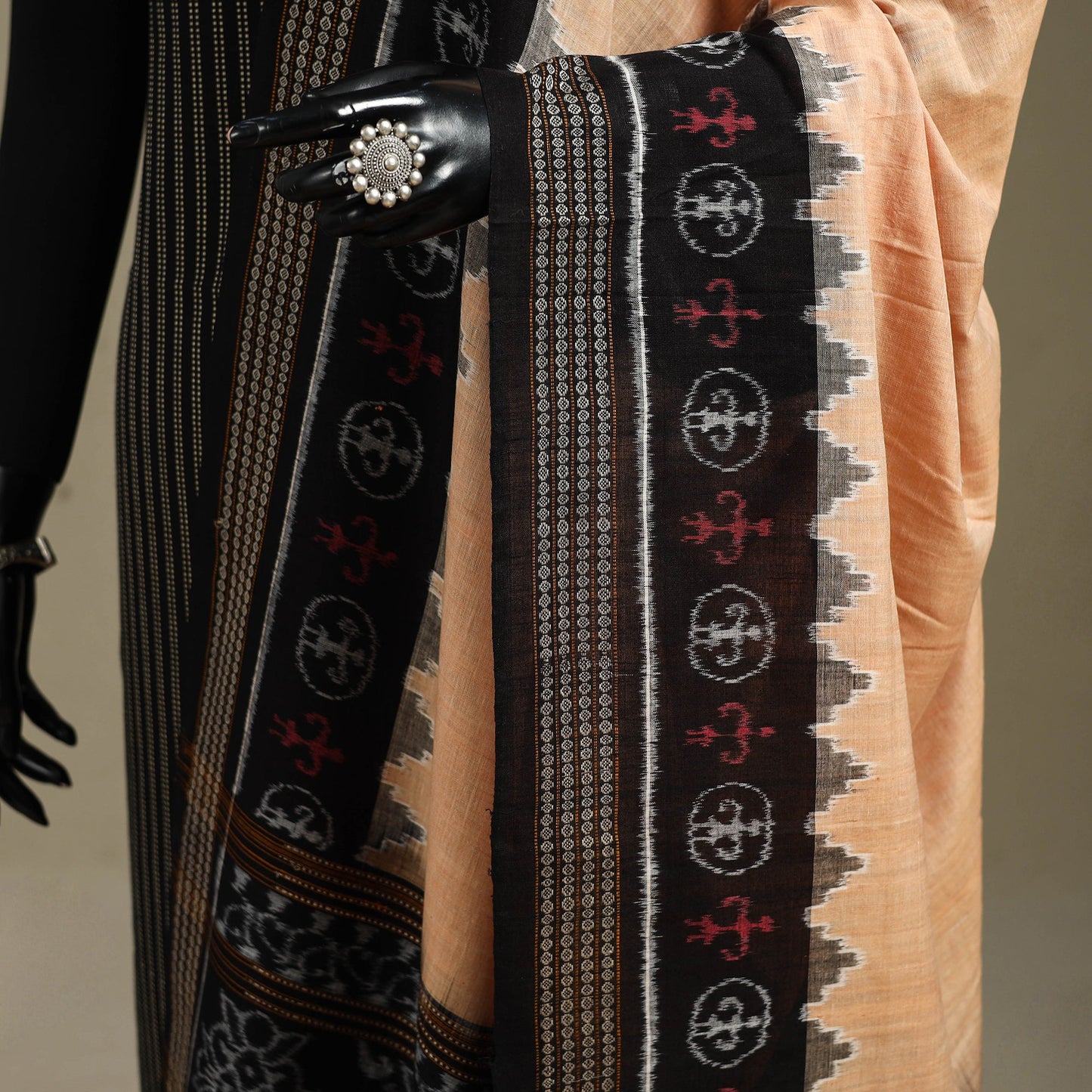 Beige - ikat handloom cotton sambalpuri dupatta 14