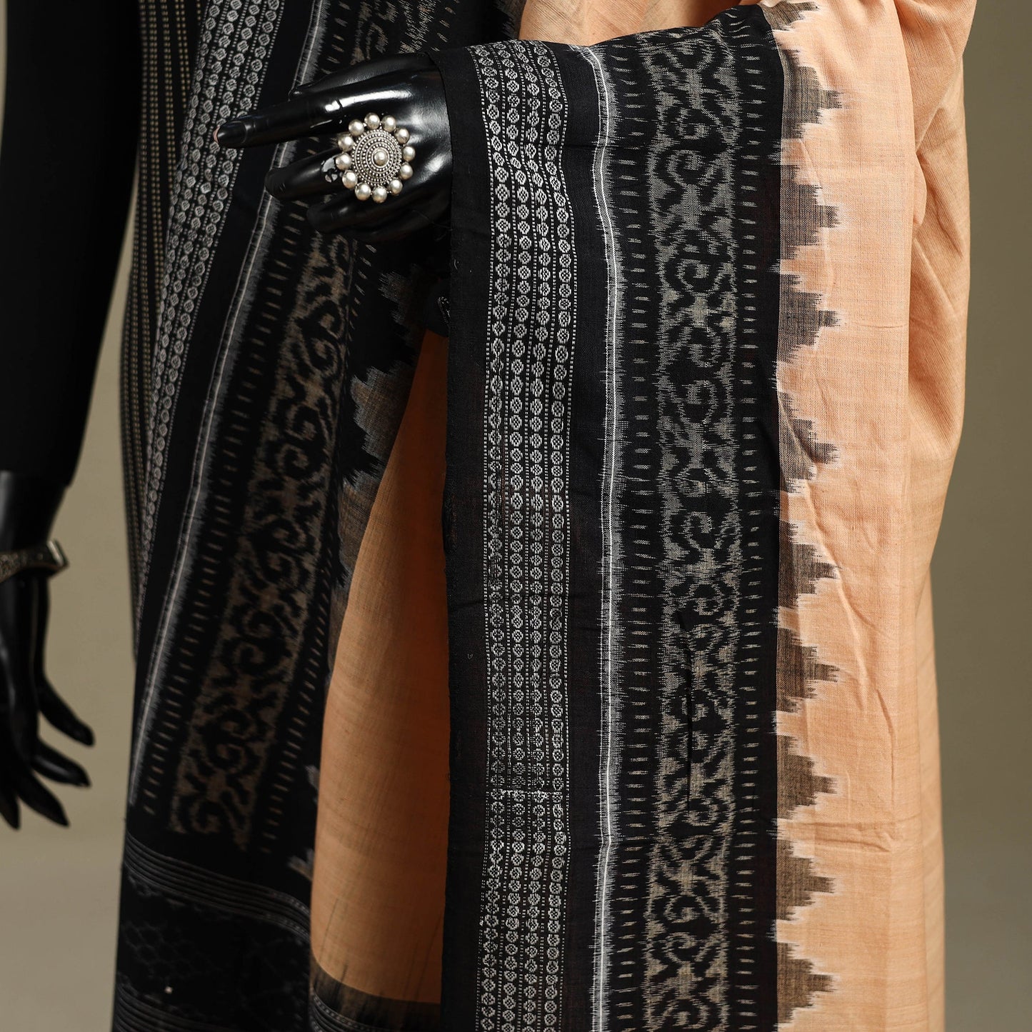 Beige - ikat handloom cotton sambalpuri dupatta 15