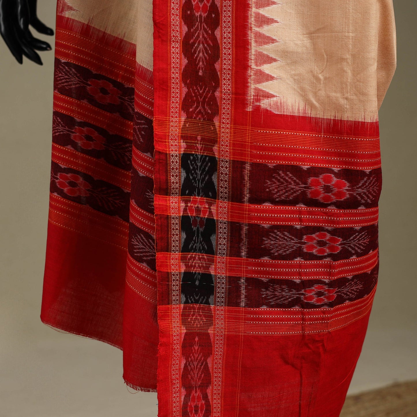 Beige - ikat handloom cotton sambalpuri dupatta 22