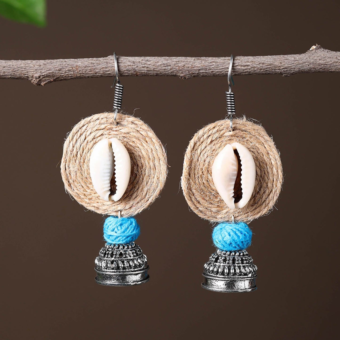 Beige - ikra handcrafted gs jute jhumki earrings