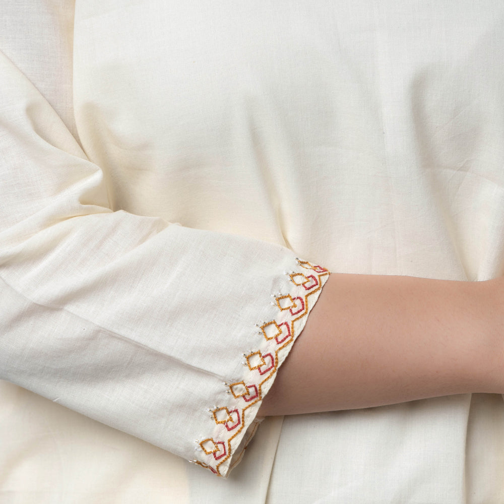  iTokri Casuals - Hand Embroidered Cotton Long Kurta 