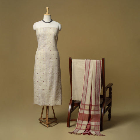 Jacquard cotton 3pc unstitched dress material 65