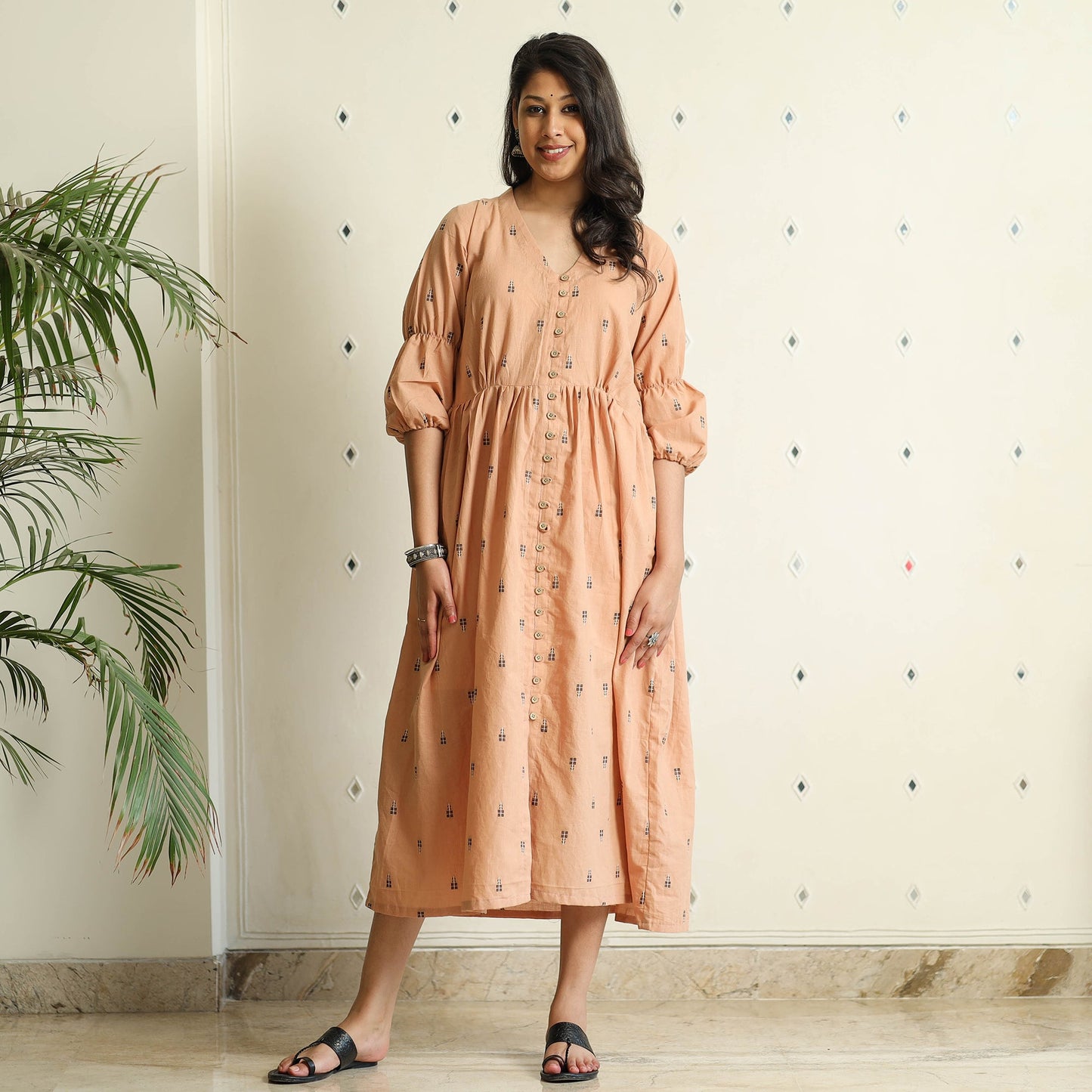 Buy Jacquard Cotton Flared Gher Dress Online at iTokri.com