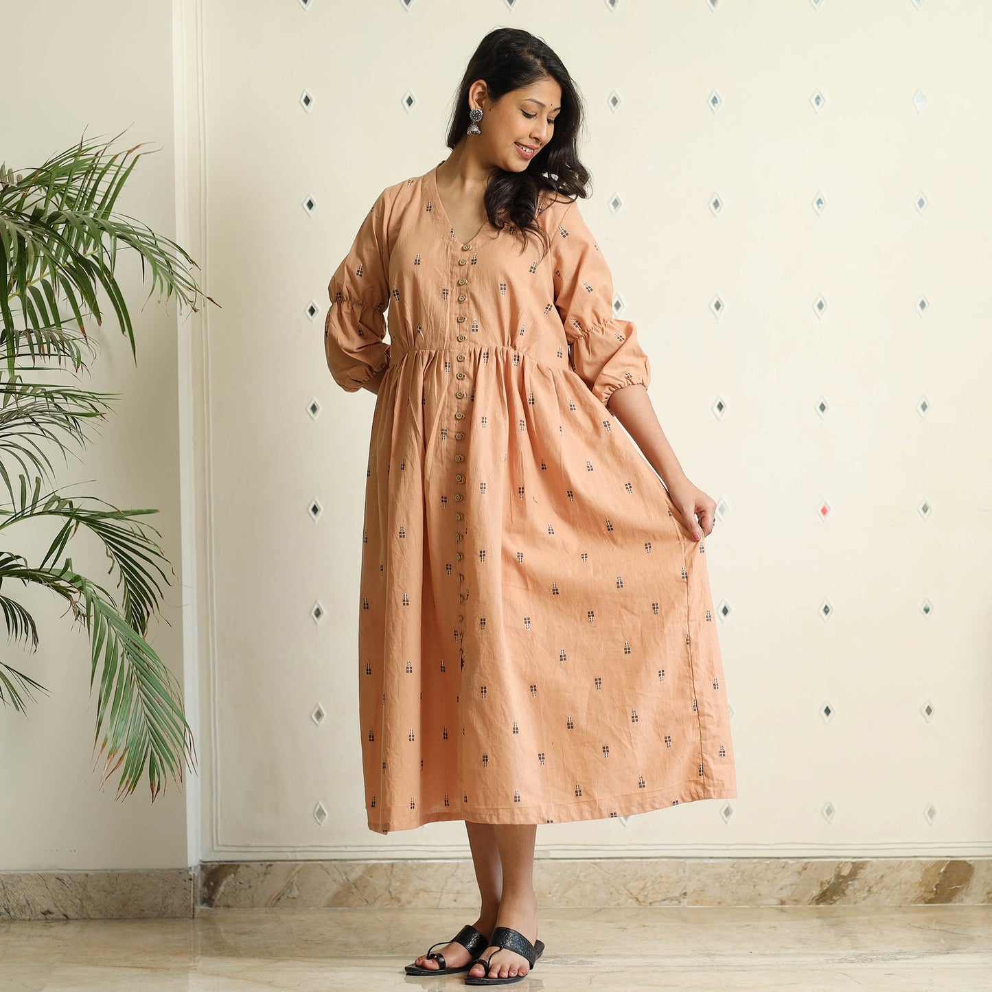Buy Jacquard Cotton Flared Gher Dress Online at iTokri.com
