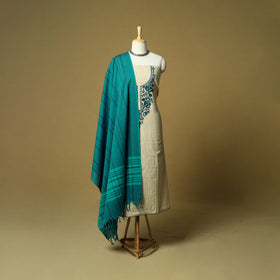Jacquard embroidered cotton 3pc unstitched dress material