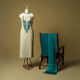 Jacquard embroidered cotton 3pc unstitched dress material