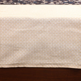 Beige Jacquard with Ajrakh Modal Silk Patch Cotton Bedsheet Set